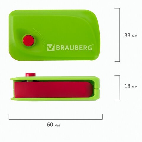 Ластик выкидной BRAUBERG "Delta", 60х33х18 мм, цвет ассорти, пластиковый держатель ассорти, 223594