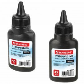 Краска штемпельная BRAUBERG, черная, 45 мл, на водной основе, 223597