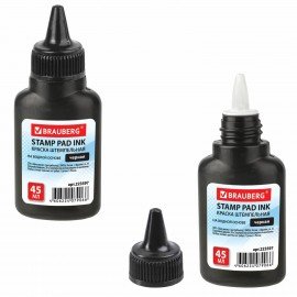 Краска штемпельная BRAUBERG, черная, 45 мл, на водной основе, 223597