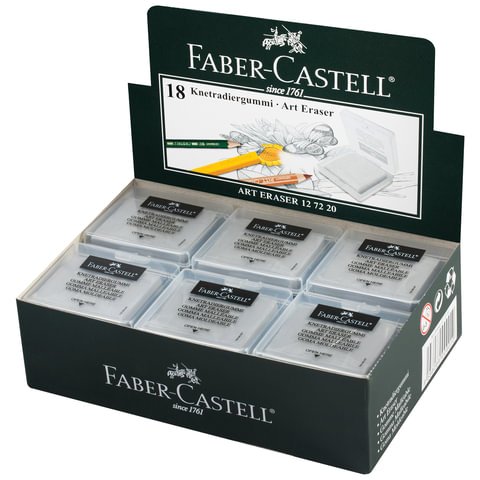 Ластик-клячка художественный FABER-CASTELL, 40х35х10 мм, серый, 127220