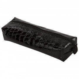 Пенал-косметичка BRAUBERG "Ultra black", "крокодиловая кожа", 20х6х4 см, 223909