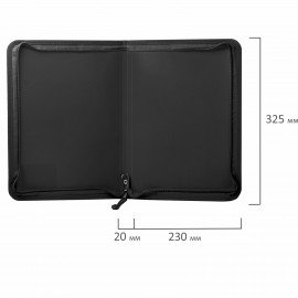Папка на молнии пластиковая BRAUBERG "Стандарт", стандартная фактура, А4, 325х230 мм, матовая, черная, 224058