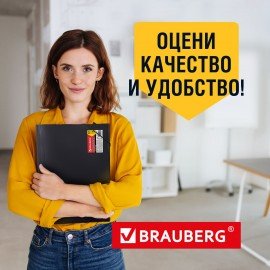 Папка на резинках BRAUBERG "Business", А4, 13 отделений, пластиковый индекс, черная, 0,5 мм, 224147