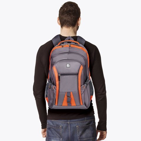 Рюкзак BRAUBERG DELTA универсальный, 3 отделения, серый/оранжевый, "SpeedWay 2", 46х32х19 см, 224448