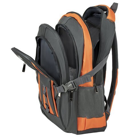 Рюкзак BRAUBERG DELTA универсальный, 3 отделения, серый/оранжевый, "SpeedWay 2", 46х32х19 см, 224448