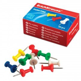 Силовые кнопки-гвоздики ERICH KRAUSE, цветные, 50 шт., в картонной коробке, 24877