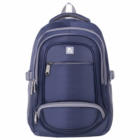 Рюкзак BRAUBERG HIGH SCHOOL универсальный, 3 отделения, "Райдер", синий, 46х31х18 см, 225523