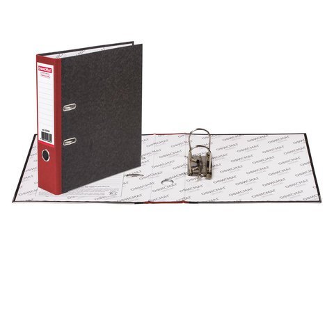 Папка-регистратор ОФИСМАГ, фактура стандарт, с мраморным покрытием, 75 мм, красный корешок, 225584