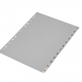 Разделитель пластиковый BRAUBERG, А4, 12 листов, цифровой 1-12, оглавление, серый, РОССИЯ, 225596