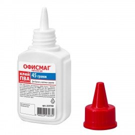 Клей ПВА ОФИСМАГ (бумага, картон, дерево), 40 г, РОССИЯ, 225760