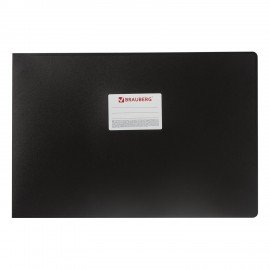 Папка на 4 кольцах БОЛЬШОГО ФОРМАТА А3, ГОРИЗОНТАЛЬНАЯ, 30 мм, черная, 0,8 мм, BRAUBERG "Стандарт", 225768