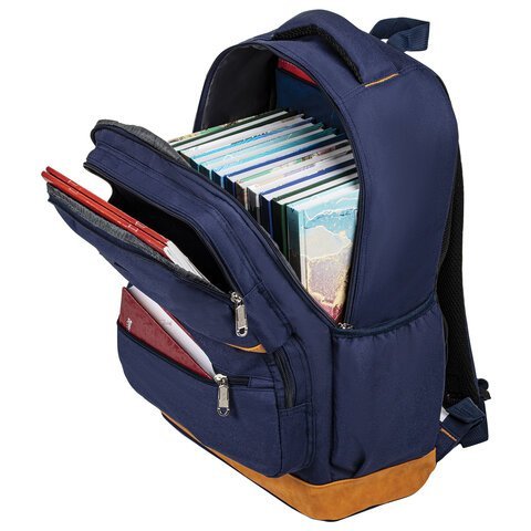 Рюкзак BRAUBERG STATES универсальный, карман-антивор, "Bronx", темно-синий, 46х31х14 см, 226349