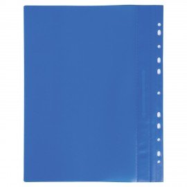 Скоросшиватель пластиковый с перфорацией BRAUBERG, А4, 140/180 мкм, синий, 226583