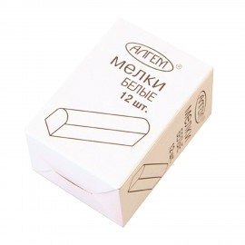 Мел белый квадратный 12 штук, АЛГЕМ, картонная упаковка, НМБ-12