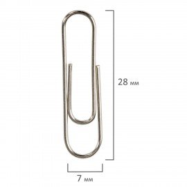 Скрепки STAFF "EVERYDAY", 28 мм, никелированные, 100 шт., в картонной коробке, 226758