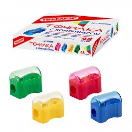 Точилка ПИФАГОР с контейнером, пластиковая, "Сундучок", цвет корпуса ассорти, 226938