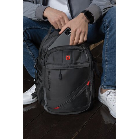 Рюкзак GERMANIUM "S-01" универсальный, с отделением для ноутбука, влагостойкий, черный, 47х32х20 см, 226947