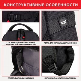Рюкзак GERMANIUM "S-06" универсальный, уплотненная спинка, облегченный, черный, 46х32х15 см, 226953