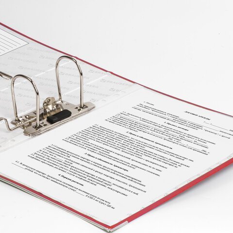 Папка-регистратор BRAUBERG с покрытием из ПВХ, 80 мм, с уголком, красная (удвоенный срок службы), 227192