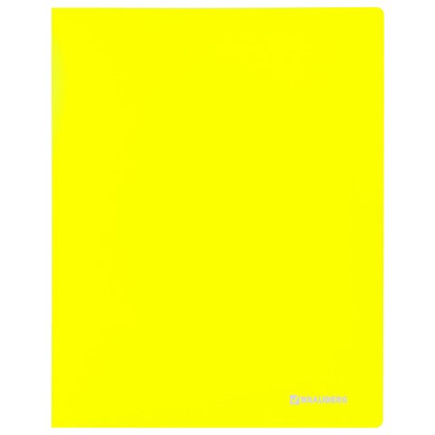 Папка на 2 кольцах BRAUBERG "Neon", 25 мм, внутренний карман, неоновая, желтая, до 170 листов, 0,7 мм, 227457