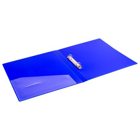 Папка на 2 кольцах BRAUBERG "Neon", 25 мм, внутренний карман, неоновая, синяя, до 170 листов, 0,7 мм, 227459