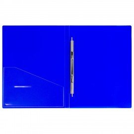 Папка с металлическим скоросшивателем и внутренним карманом BRAUBERG "Neon", 16 мм, синяя, до 100 листов, 0,7 мм, 227467