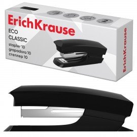Степлер №10 ERICH KRAUSE "Eco", до 20 листов, с антистеплером, черный, 28233
