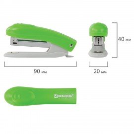 Степлер №10 BRAUBERG "Original", до 12 листов, с антистеплером, зеленый, 227768