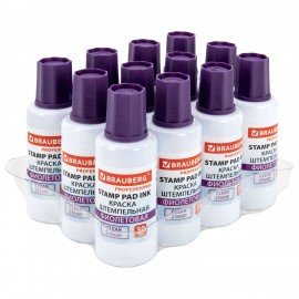 Краска штемпельная BRAUBERG PROFESSIONAL, clear stamp, фиолетовая, 30 мл, на водной основе, 227982