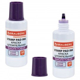 Краска штемпельная BRAUBERG PROFESSIONAL, clear stamp, фиолетовая, 30 мл, на водной основе, 227982