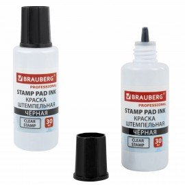 Краска штемпельная BRAUBERG PROFESSIONAL, clear stamp, черная, 30 мл, на водной основе, 227983
