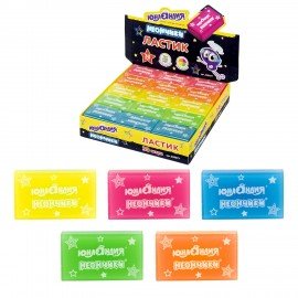 Ластик ЮНЛАНДИЯ "НЕОНЧИКИ", 38х24х12 мм, цвет ассорти, экологичный ПВХ, 228077