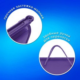 Папка на молнии с ручками ПИФАГОР, А4, 1 отделение, пластик, 55 мм, фиолетовая, 228237