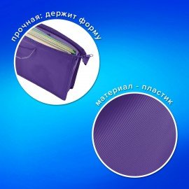 Папка на молнии с ручками ПИФАГОР, А4, 1 отделение, пластик, 55 мм, фиолетовая, 228237