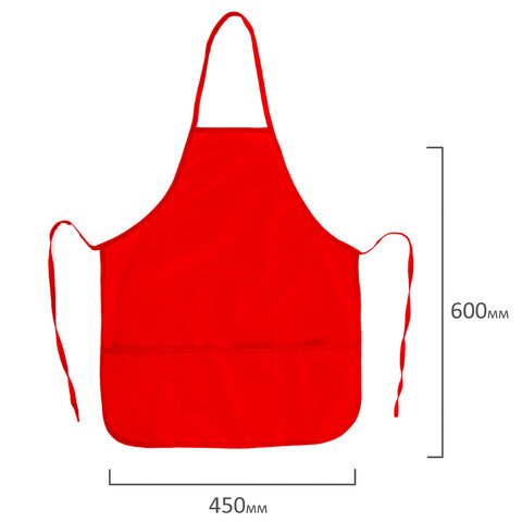 Накидка фартук с нарукавниками для труда ПИФАГОР, 3 кармана, увеличенный размер, 45x60 см, красный, 228362
