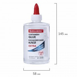 Клей канцелярский EXTRA BRAUBERG, 150 мл, с дозатором, 228406