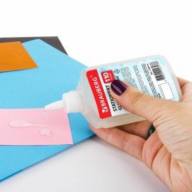 Клей канцелярский силикатный BRAUBERG "Standard" (для бумаги, картона) 110 г, 228416