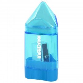 Точилка ЮНЛАНДИЯ "Карандашик", со стирательной резинкой, с контейнером, пластиковая, ассорти, 228440