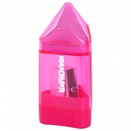 Точилка ЮНЛАНДИЯ "Карандашик", со стирательной резинкой, с контейнером, пластиковая, ассорти, 228440