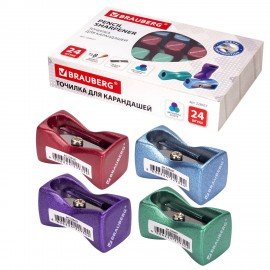 Точилка BRAUBERG "ZigZag", металлическая, корпус ассорти, 228457
