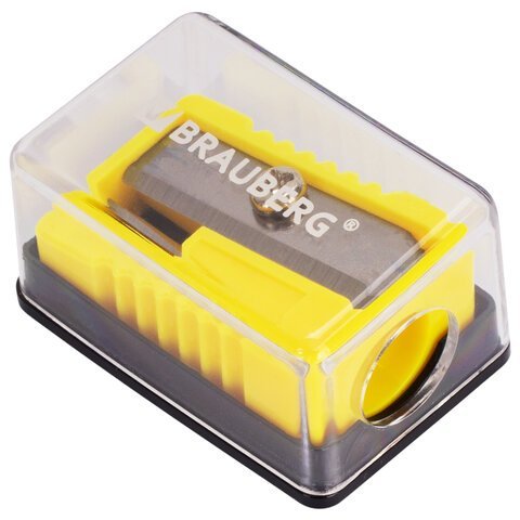 Точилка BRAUBERG "Assistant Mini", с контейнером, пластиковая, корпус ассорти, 228458