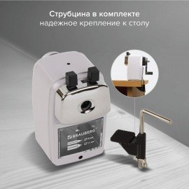 Точилка механическая BRAUBERG "METALLIC-X", для ч/гр и цветных карандашей (в том числе утолщенных), крепление, металлический корпус, 228481