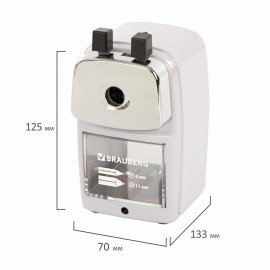 Точилка механическая BRAUBERG "METALLIC-X", для ч/гр и цветных карандашей (в том числе утолщенных), крепление, металлический корпус, 228481