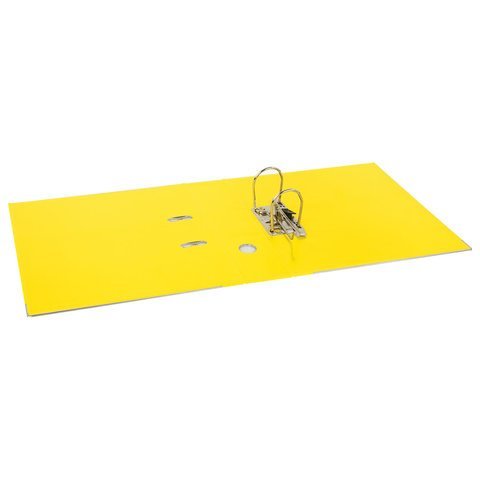 Папка-регистратор BRAUBERG "EXTRA", 75 мм, желтая, двустороннее покрытие пластик, металлический уголок, 228574