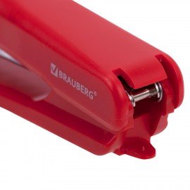 Степлер №10 BRAUBERG "SX-19", до 12 листов, с антистеплером, красный, 228589