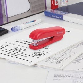 Степлер №10 BRAUBERG "SX-19", до 12 листов, с антистеплером, красный, 228589