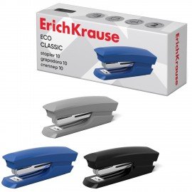 Степлер №10 ERICH KRAUSE "Eco", до 20 листов, с антистеплером, ассорти, 28234