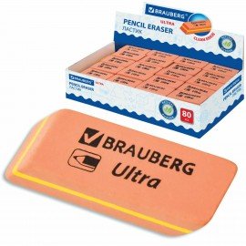 Ластик BRAUBERG "Ultra", 41х14х8 мм, оранжевый, натуральный каучук, 228705