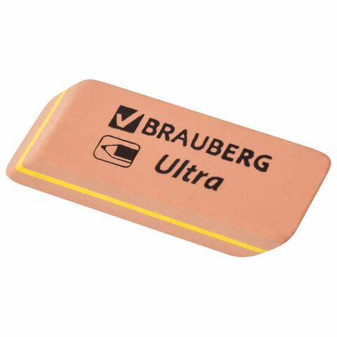 Ластик BRAUBERG "Ultra", 41х14х8 мм, оранжевый, натуральный каучук, 228705