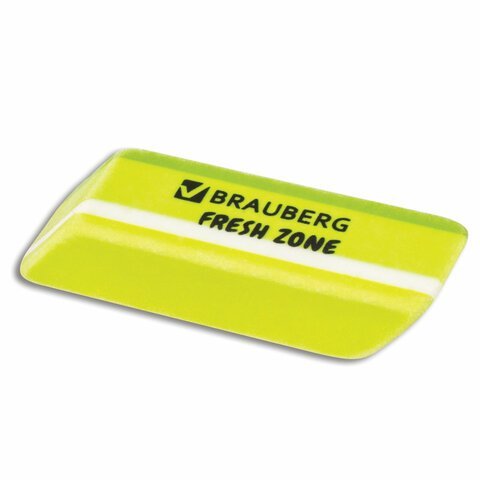 Ластик большой BRAUBERG "Fresh Zone", 60х18х12 мм, цвет ассорти, прямоугольный, скошенный, 228717
